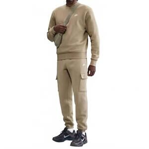 NEW NIKE men's club fleece cargo pants in parachute beige